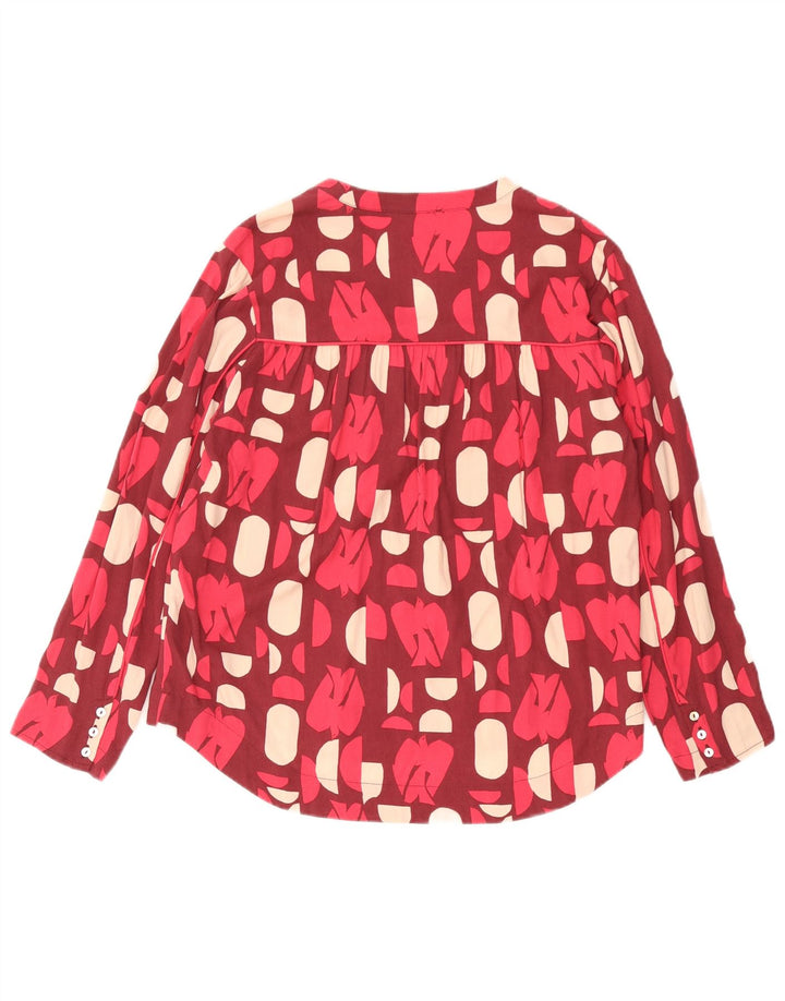 White Stuff Bluză supradimensionată pentru femei Top UK 10 Small Burgundy Geometric