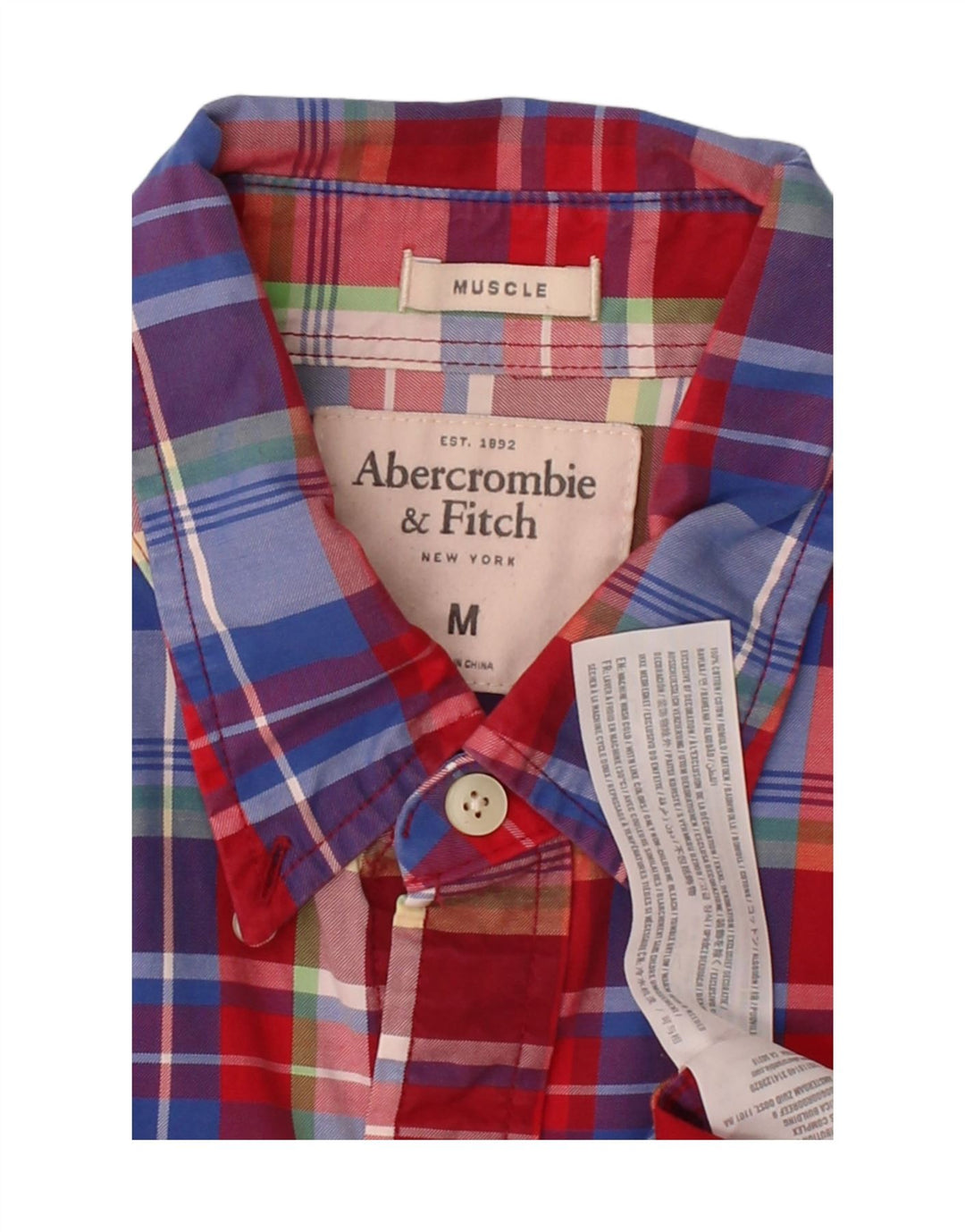 ABERCROMBIE & FITCH Mens Muscle Shirt Medium Multicoloured Check Vintage Abercrombie & Fitch and Second-Hand Abercrombie & Fitch from Messina Hembry 