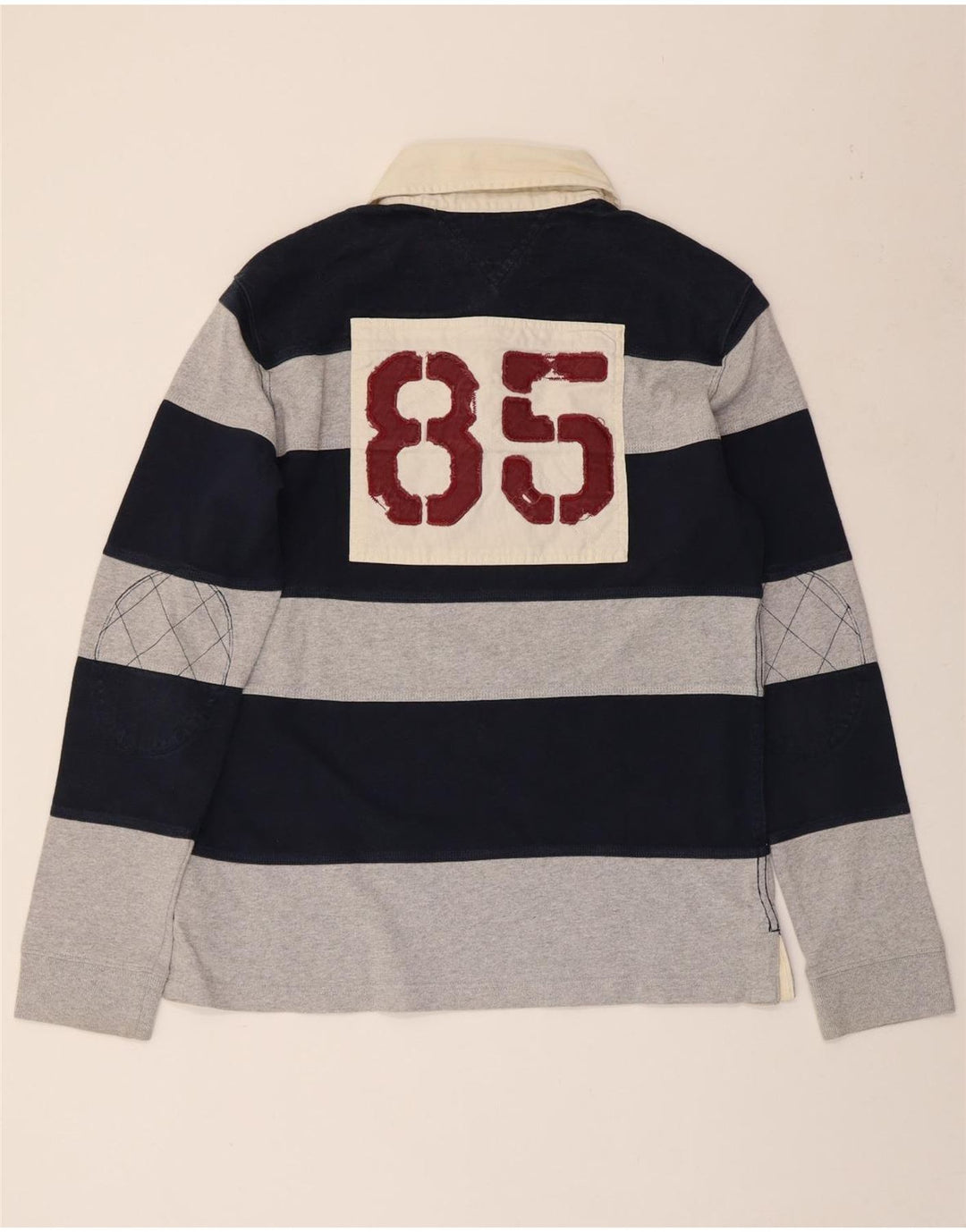 TOMMY HILFIGER Tricou polo grafic rugby pentru bărbați, cu dungi mari, albastru