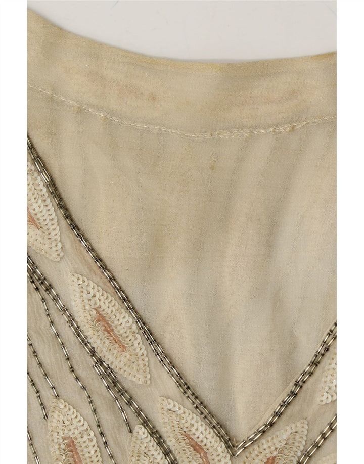 VINTAGE Womens Sequin Blouse Top UK 16 Large Beige Vintage Vintage and Second-Hand Vintage from Messina Hembry 