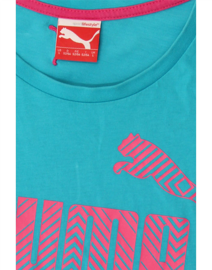 PUMA Mens Graphic T-Shirt Top Large Blue Vintage Puma and Second-Hand Puma from Messina Hembry 