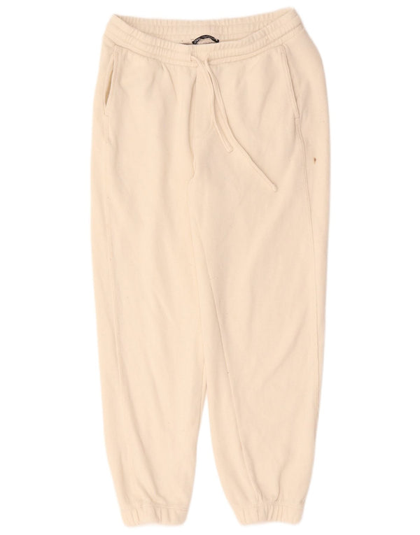 Zara Womens Tracksuit Trousers Joggers UK 12 Medium  Off White Cotton