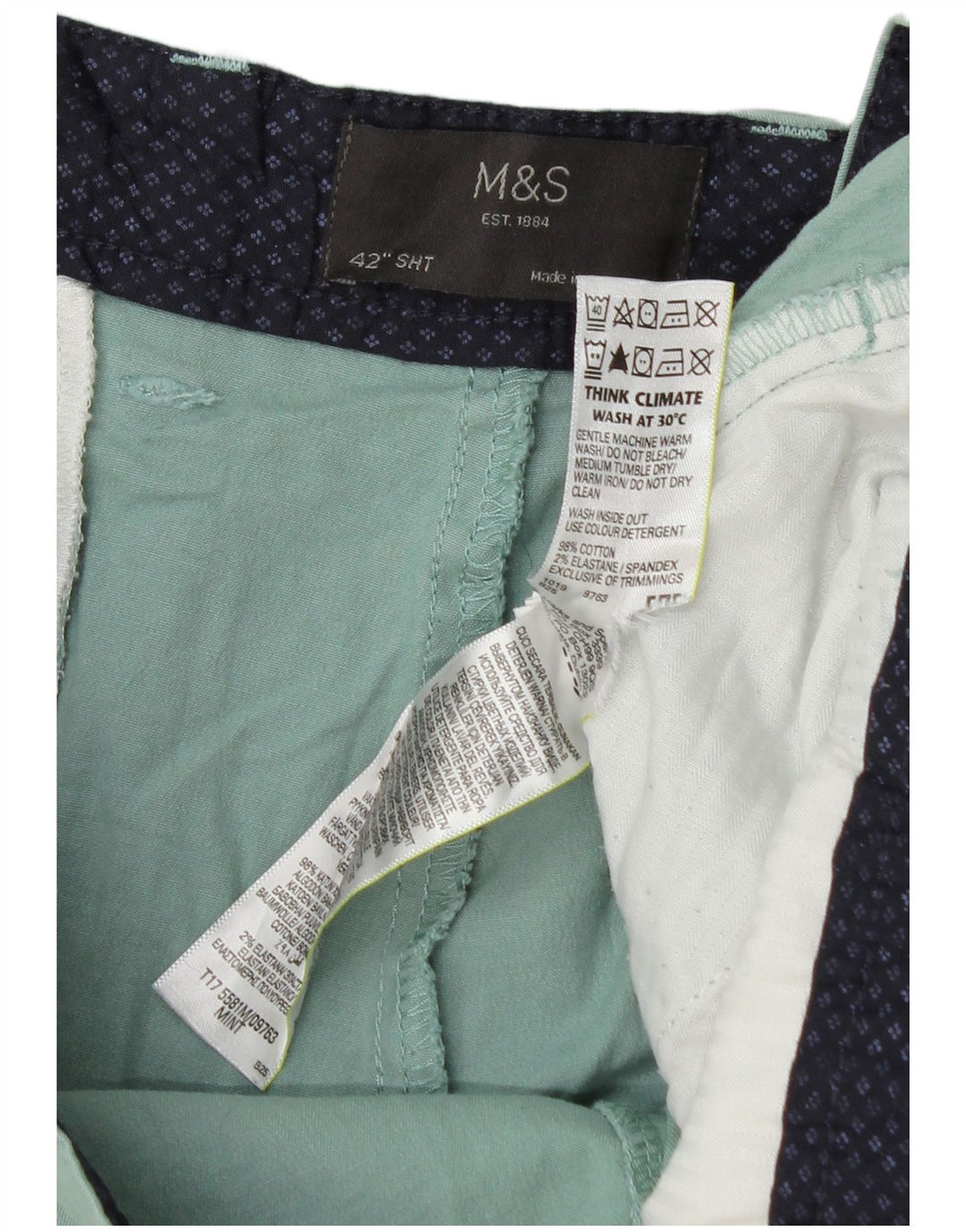 Pantaloni scurți chino pentru bărbați Marks & Spencer W42 2XL bumbac verde