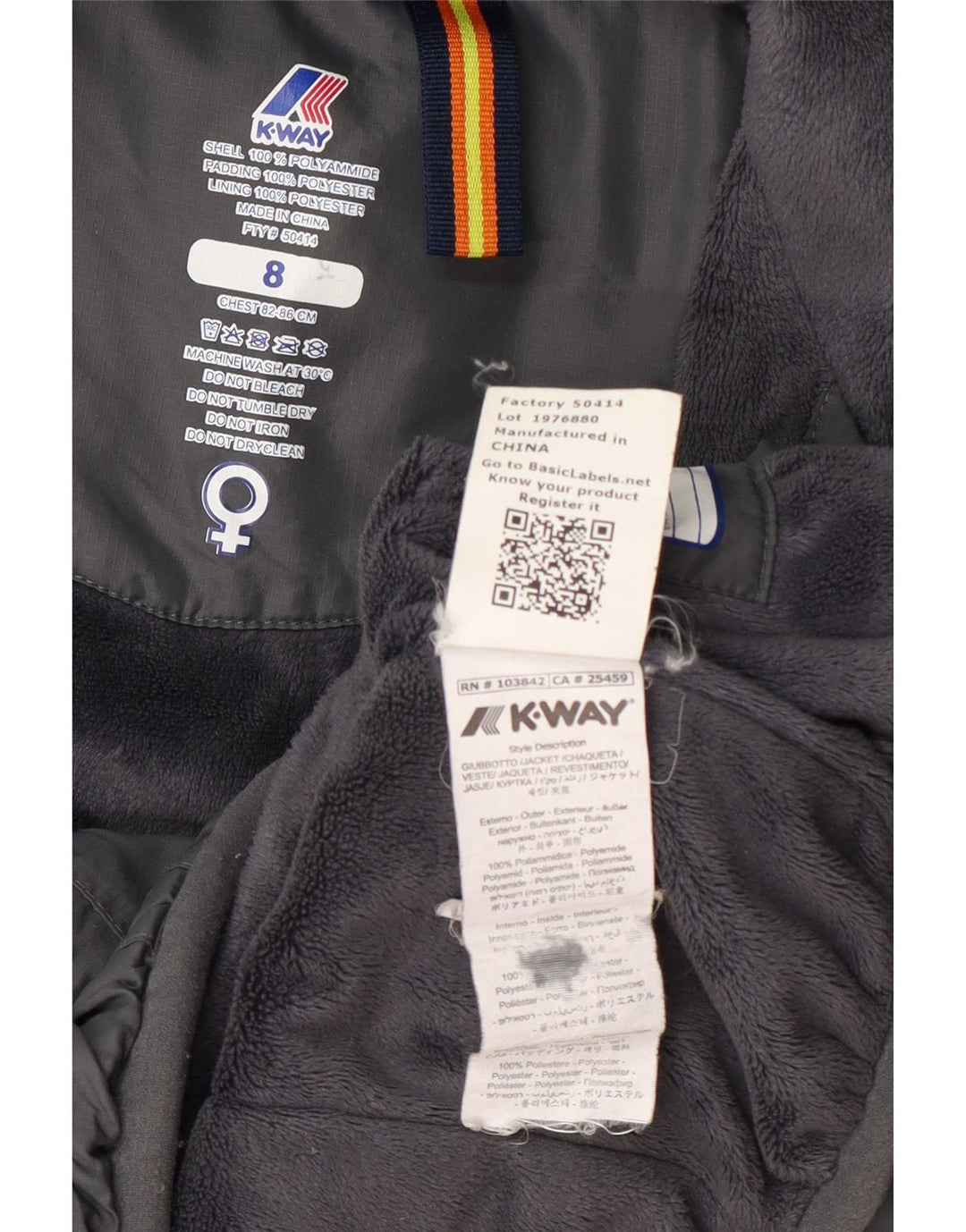 Jachetă Windbreaker pentru femei cu glugă K-Way UK 8 Small, gri din poliamidă