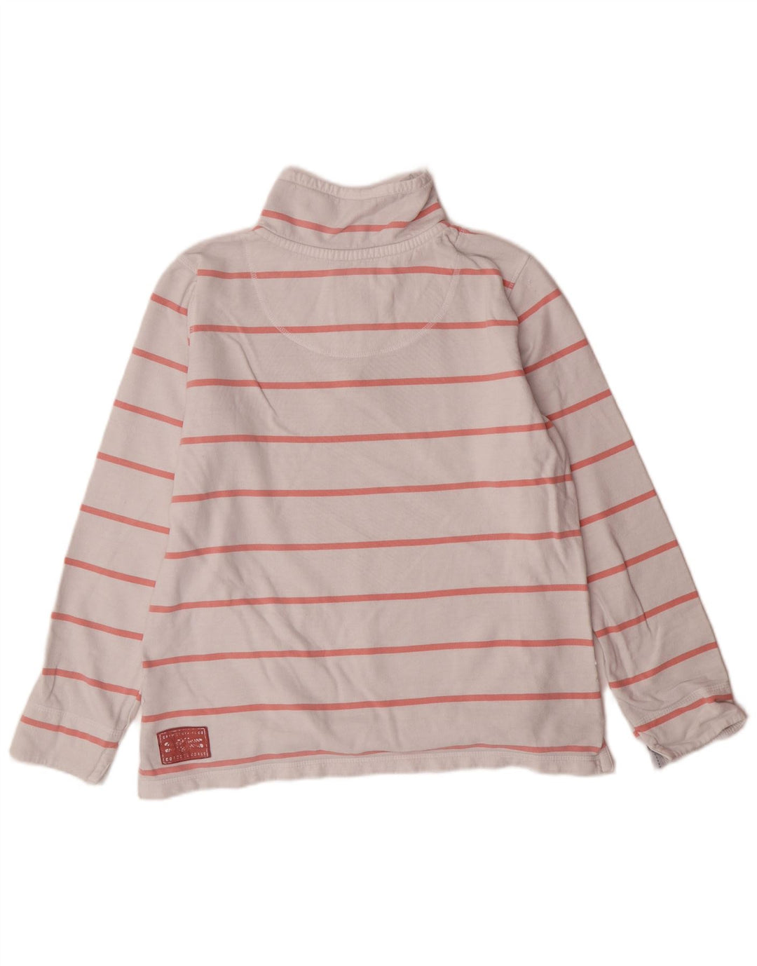 CREW CLOTHING Hanorac pentru femei cu fermoar și gât Pulover UK 12 Medium, alb, în dungi