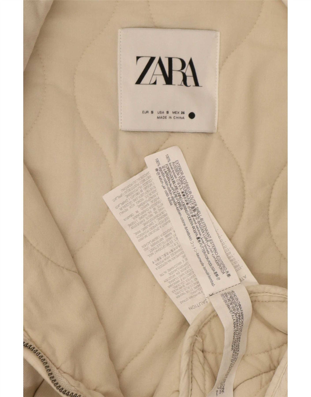 Jachetă matlasată supradimensionată pentru femei Zara UK 10 mic, bej, bumbac