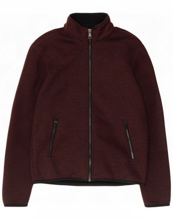 Marks & Spencer Mens Tracksuit Top Jacket Small Burgundy Flecked Polyester
