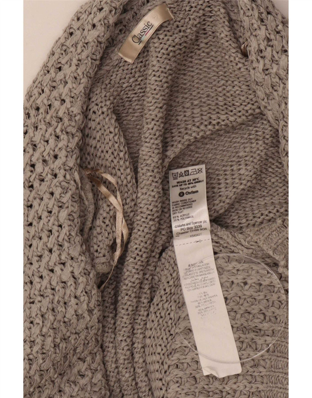 Pulover cardigan deschis clasic pentru femei Marks & Spencer UK 16 mare gri