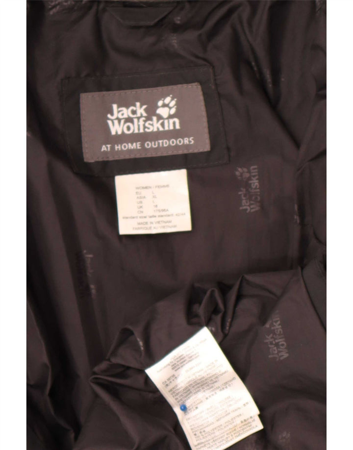 Jack Wolfskin Palton căptușit cu glugă pentru femei UK 16 Poliester negru mare