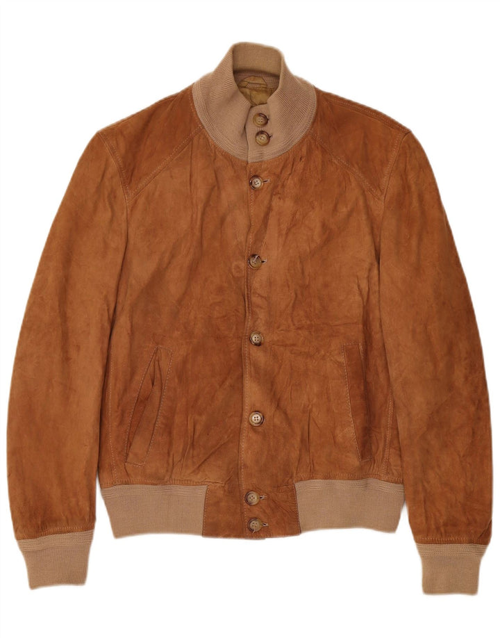 Geaca Bomber din piele intoarsa pentru barbati vintage IT 46 XS maro