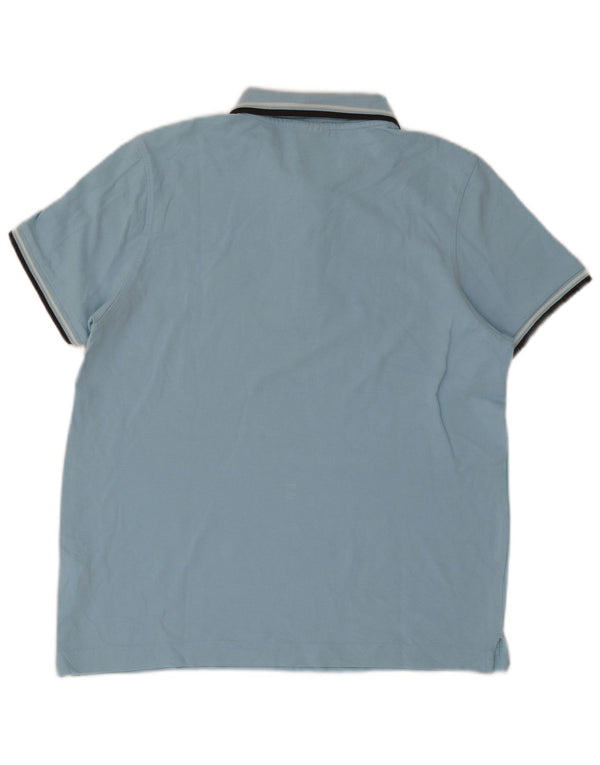 Tricou polo pentru bărbați Lotto, bumbac cu dungi albastre mari