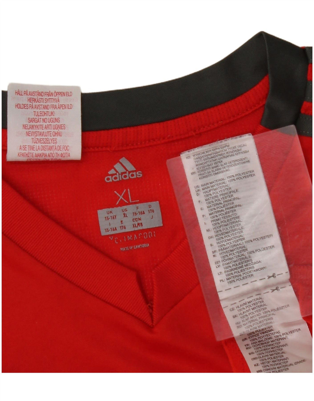 Tricou Climacool ADIDAS pentru băieți Top 15-16 ani XL poliester roșu