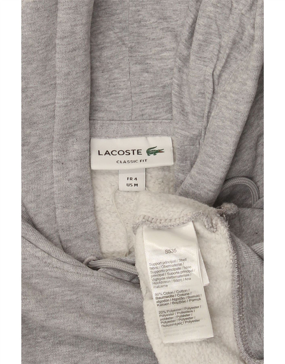 Pulover Lacoste pentru bărbați cu capota, mărimea 4, gri mediu, bloc de culoare