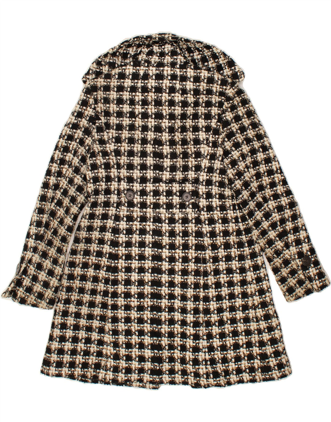 KAREN MILLEN Womens Overcoat UK 12 Medium Black Check Wool Vintage Karen Millen and Second-Hand Karen Millen from Messina Hembry 