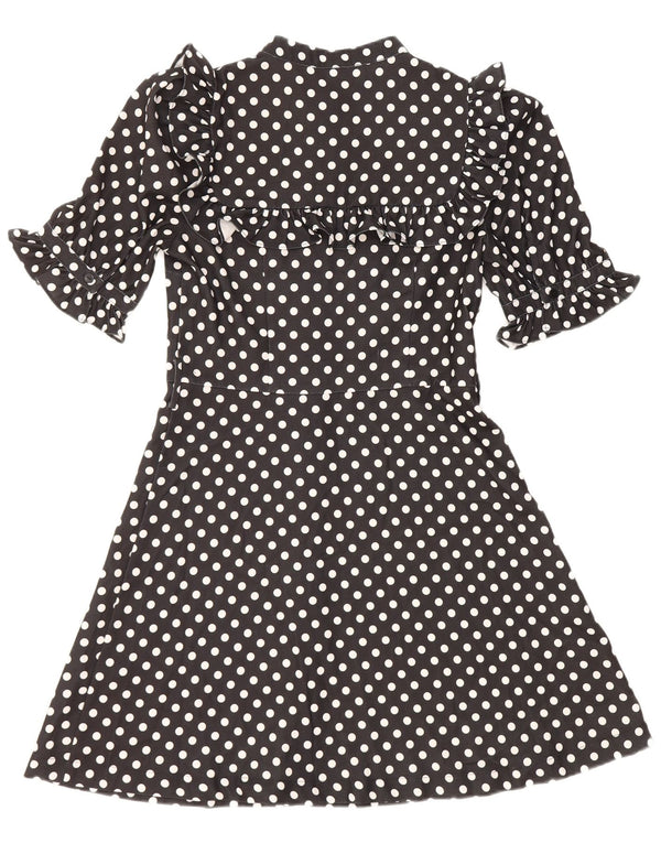 Rochie cămașă cu mânecă scurtă pentru femei Oasis UK 10, negru, cu buline mici