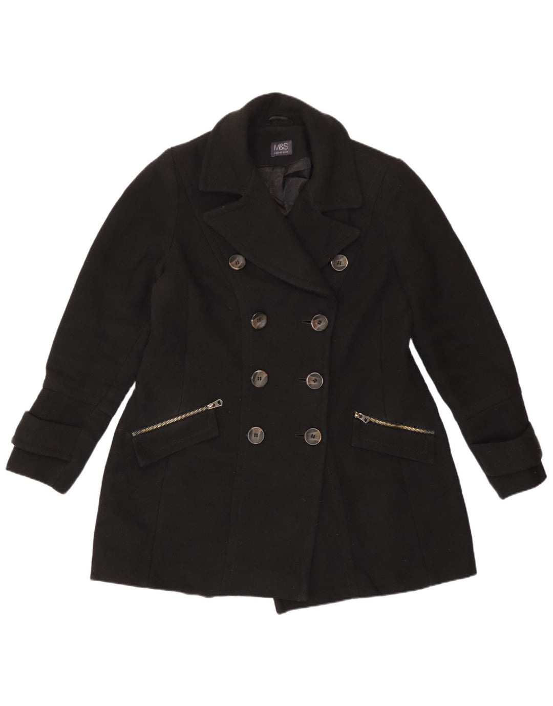 Palton pentru femei Marks & Spencer UK 14, mare, negru, poliester