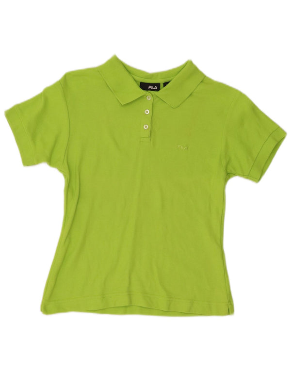 Tricou polo Crop Fila pentru femei UK 12, bumbac verde mediu