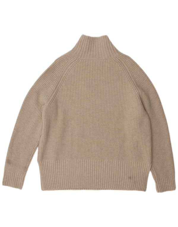 Pulover pentru femeie cu gât țestoasă supradimensionat Zara UK 10 Lână mică, bej