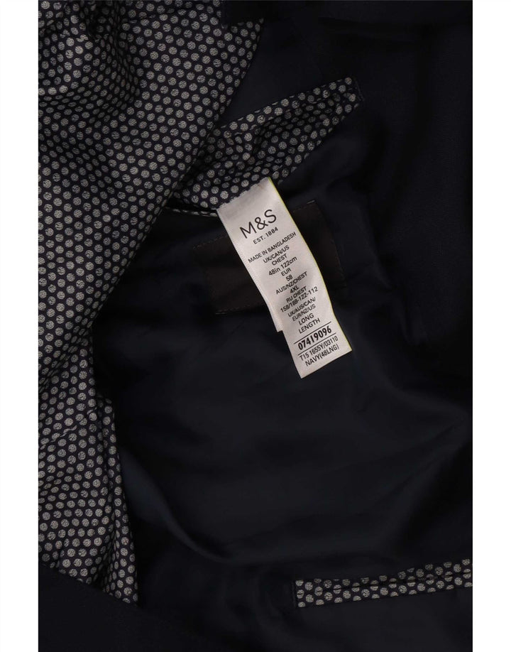 Jachetă pentru bărbați Marks & Spencer, cu 2 nasturi, UK 48 2XL, bleumarin, poliester