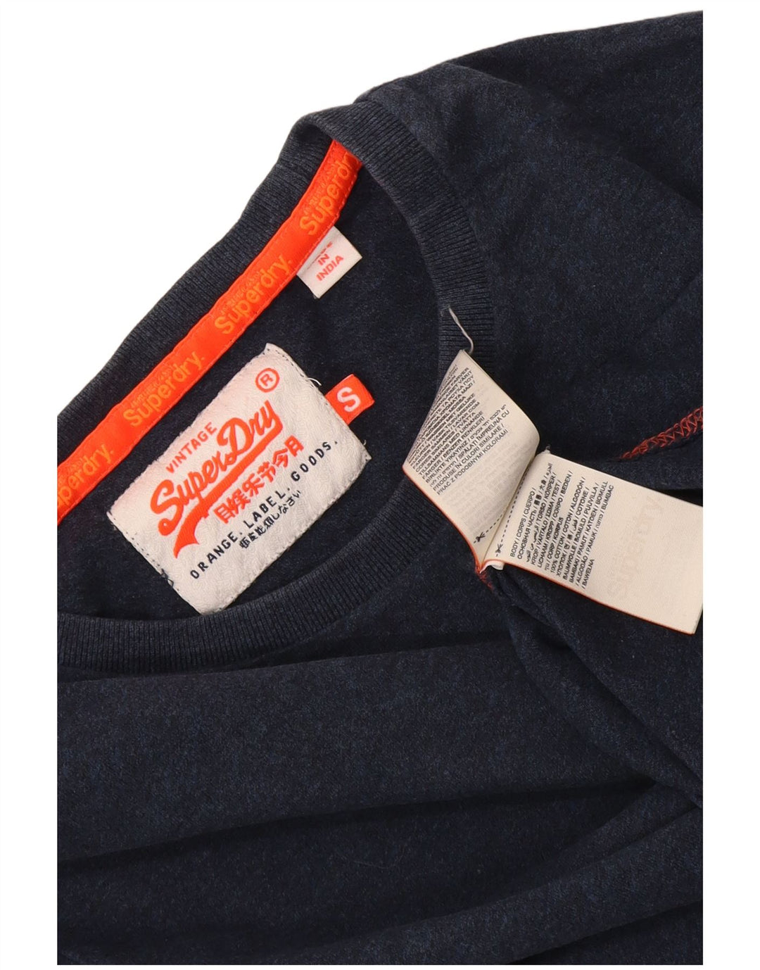 Top pentru bărbați Superdry cu mânecă lungă, mic, bleumarin, bumbac