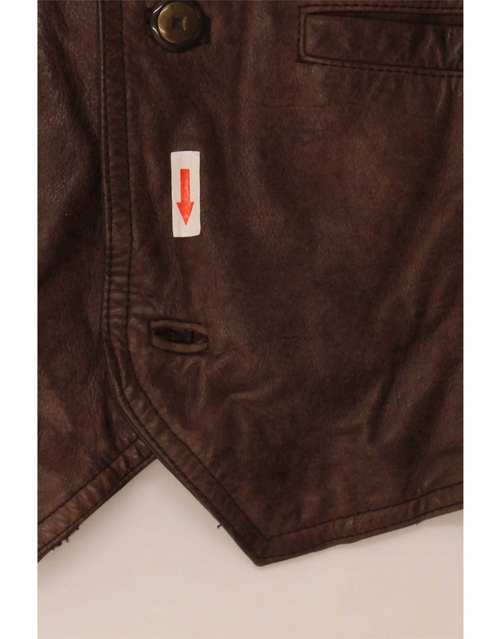 Vestă din piele vintage pentru bărbați IT 58 2XL maro
