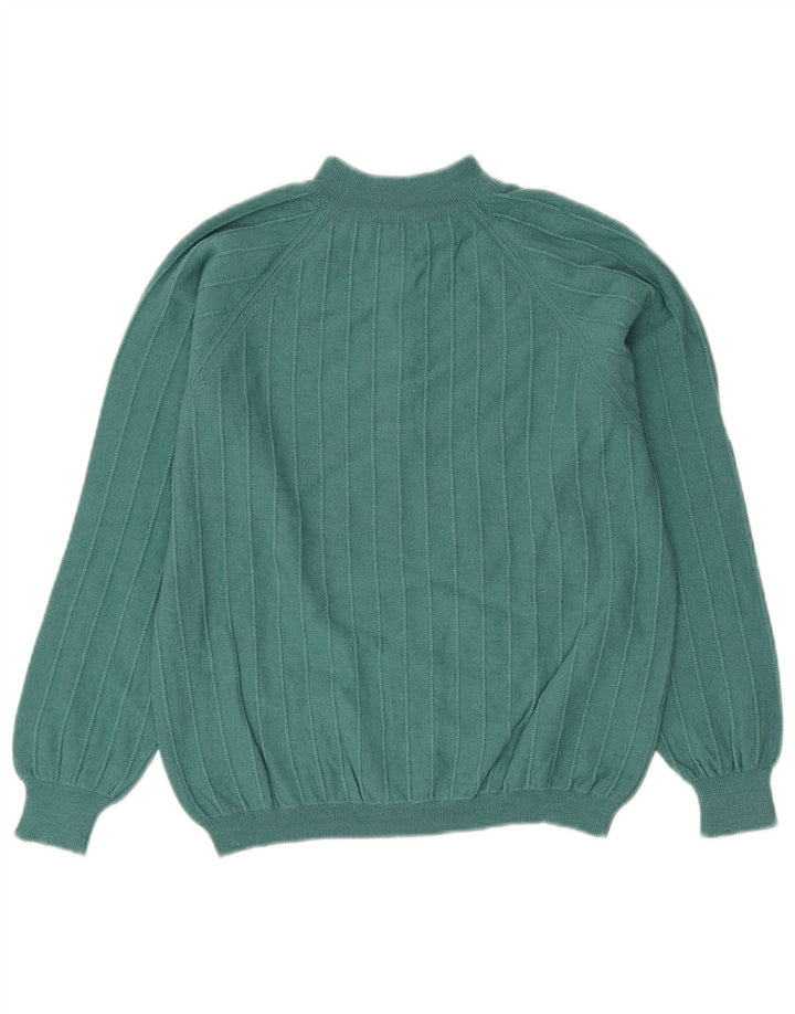Pulover pentru femei VINTAGE cu gât cu nasturi, UK 14, verde mediu