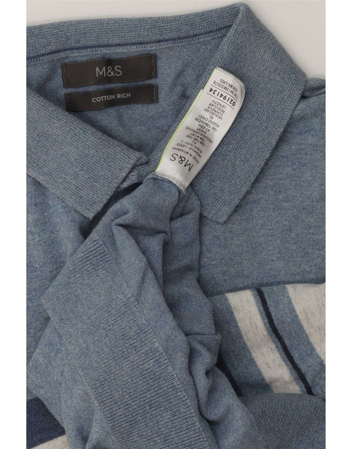 Tricou polo pentru bărbați Marks & Spencer, bumbac cu dungi albastre mari
