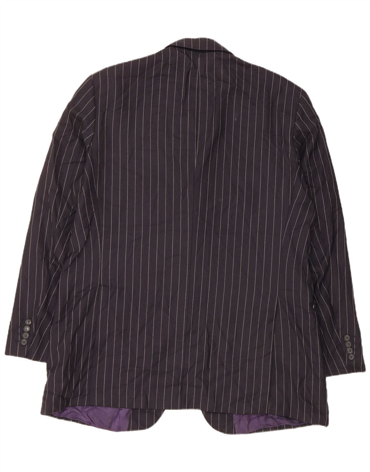 Jachetă pentru bărbați Marks & Spencer, cu 3 nasturi, Marea Britanie 44 2XL, bleumarin, cu dungi