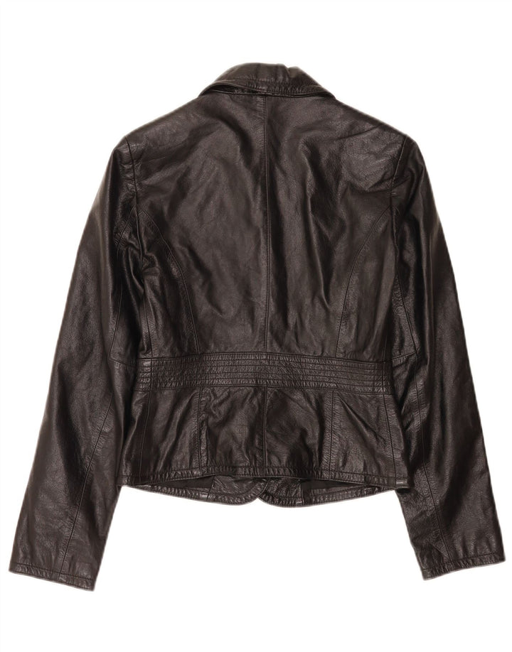 Jachetă Sisley pentru femei Crop, din piele, cu 2 nasturi, IT 40 Small Black
