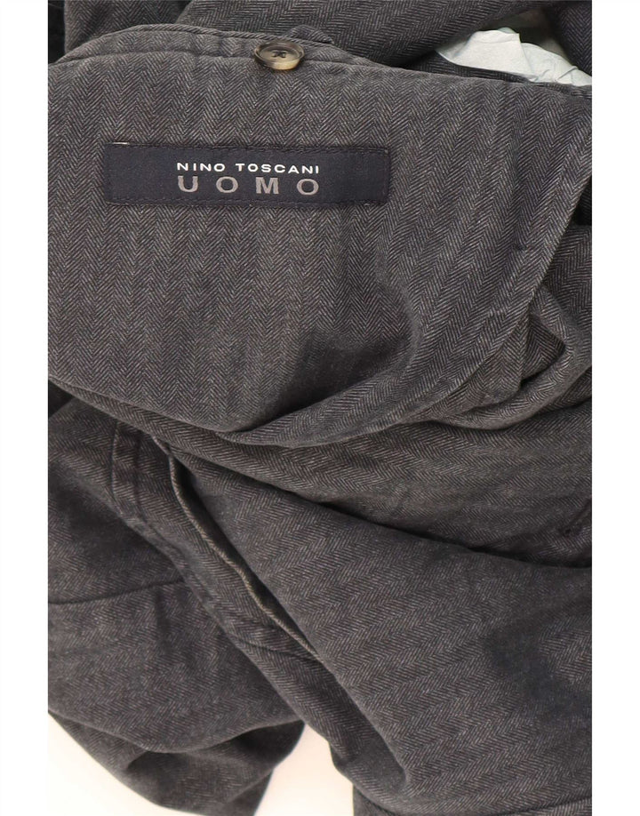Jachetă vintage pentru bărbați cu 3 nasturi IT 52 XL bumbac cu dungi gri
