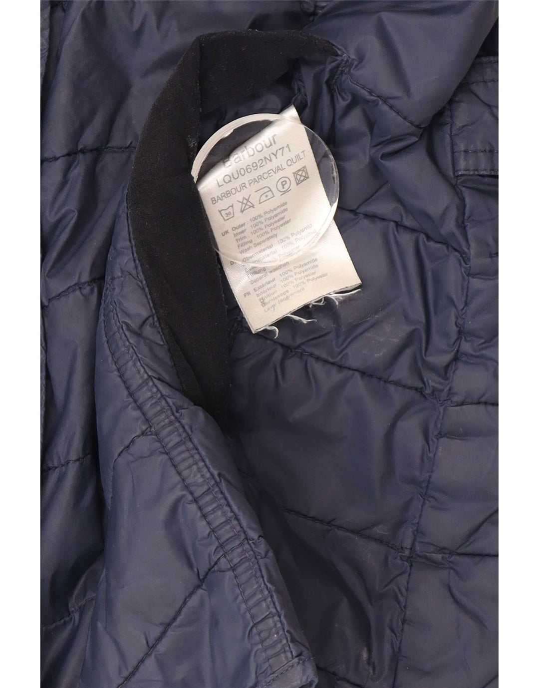Jachetă căptușită pentru femei Barbour UK 16 mare, albastru bleumarin, poliamidă color bloc
