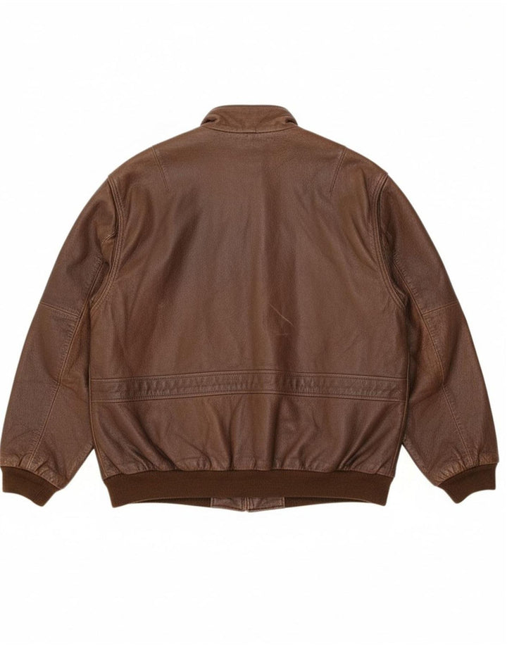 VINTAGE Mens Leather Jacket UK 42 XL Brown Leather