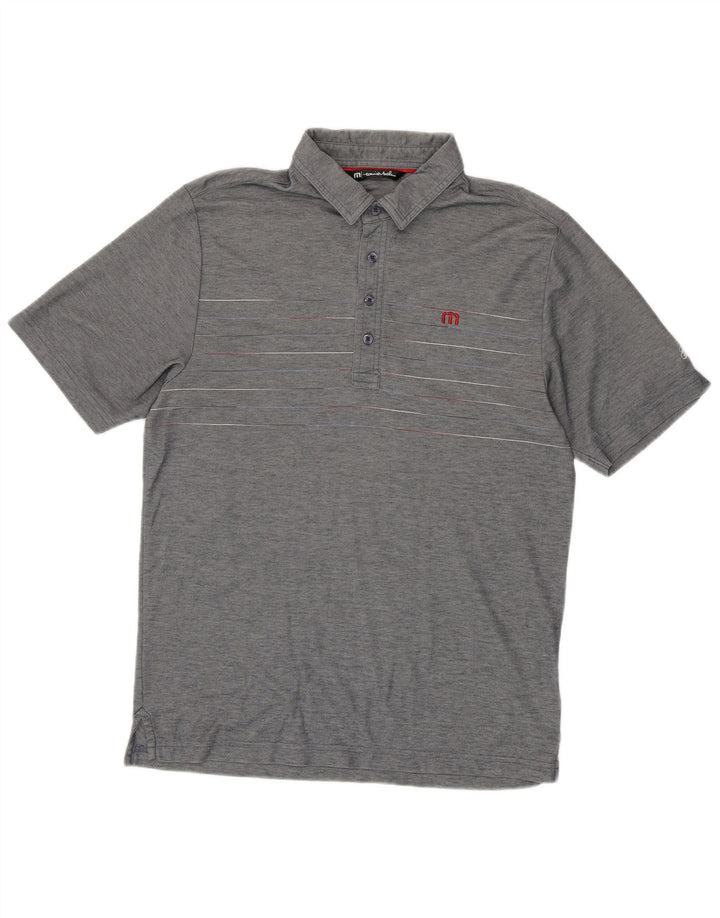Tricou polo pentru bărbați Travis Mathew, bumbac cu dungi gri mediu