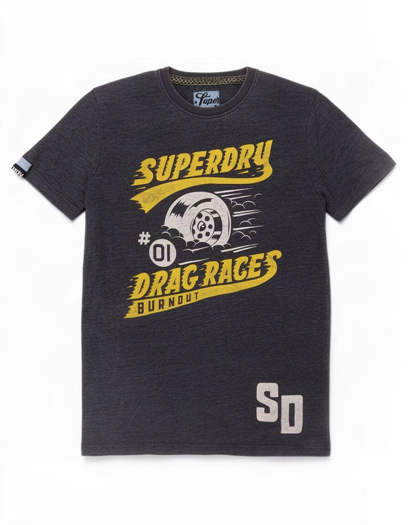 Superdry Mens Graphic T-Shirt Top Medium Navy Blue Cotton