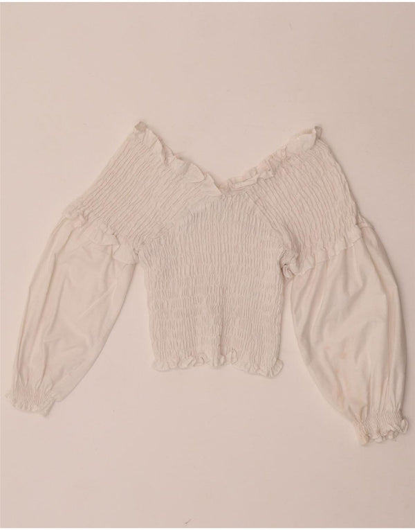 Top pentru femei Zara cu mânecă lungă, cu umăr deschis, UK 12 Medium White