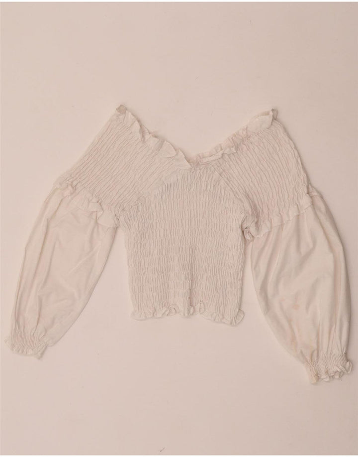 Top pentru femei Zara cu mânecă lungă, cu umăr deschis, UK 12 Medium White