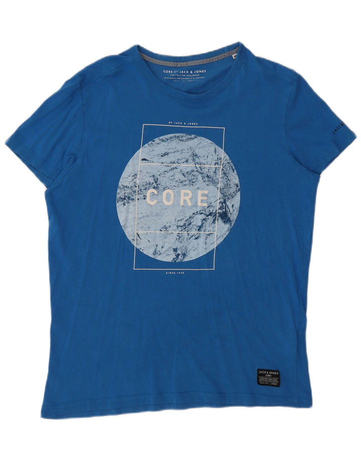 Tricou cu grafic Jack & Jones pentru bărbați Top din bumbac albastru mediu