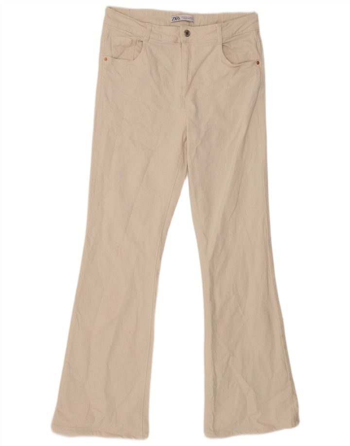 Blugi evazați pentru femei Zara EU 42 Large W32 L31 Bej Bumbac