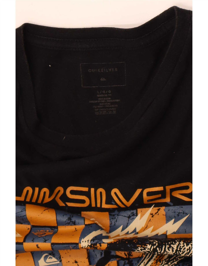 Tricou cu grafică obișnuită Quiksilver pentru bărbați Top mare din bumbac negru