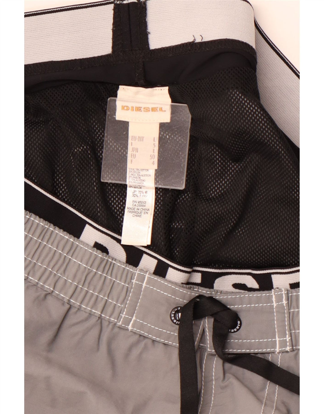 Pantaloni scurți de înot cu grafică DIESEL pentru bărbați, bumbac, gri mare