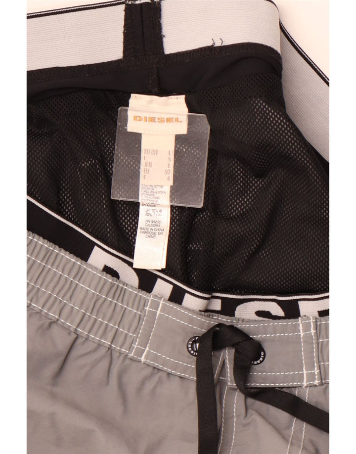 Pantaloni scurți de înot cu grafică DIESEL pentru bărbați, bumbac, gri mare