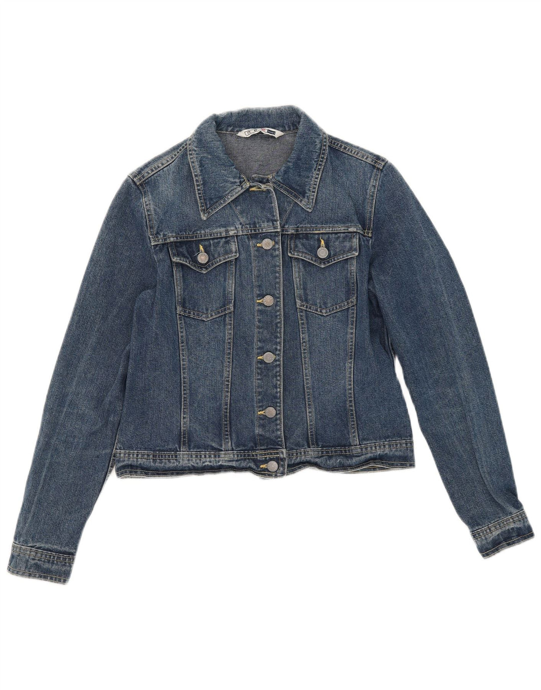 Jachetă de denim crop nouă pentru femei Penny UK 12, bumbac albastru mediu