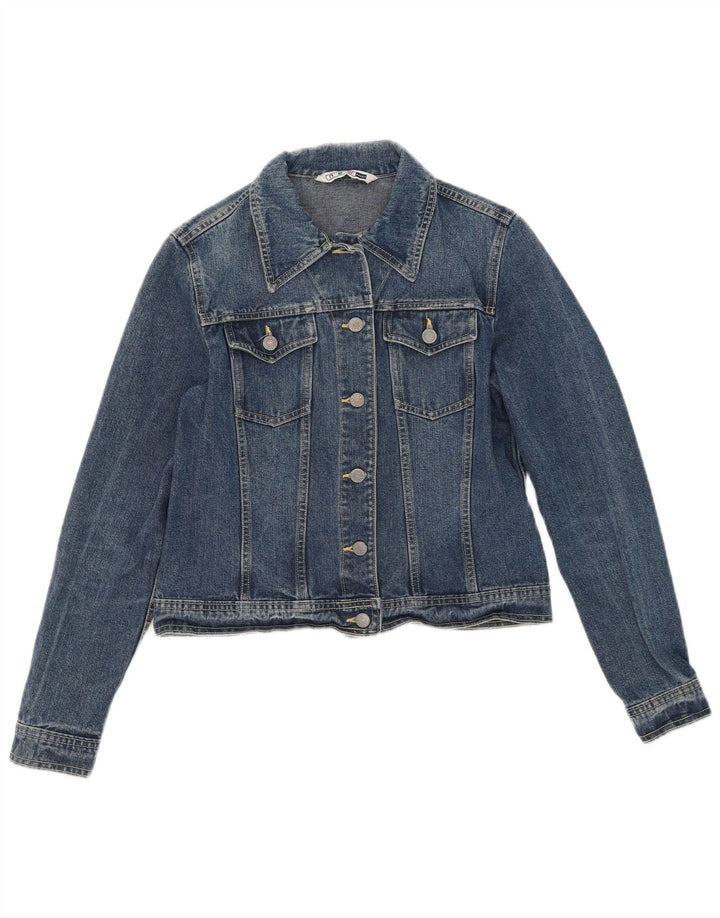 Jachetă de denim crop nouă pentru femei Penny UK 12, bumbac albastru mediu