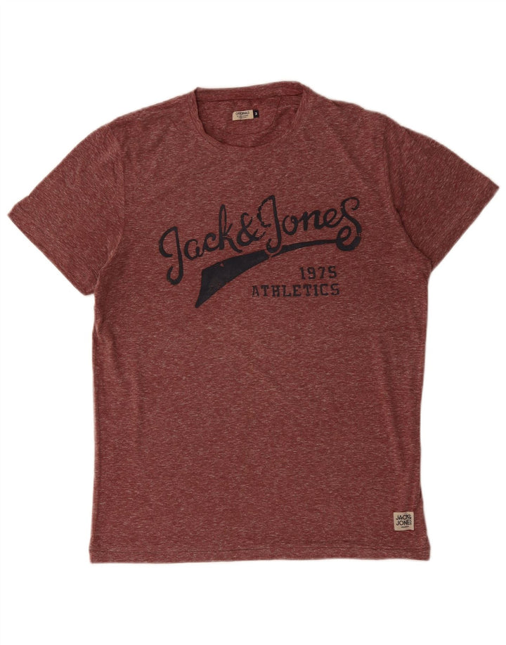 JACK & JONES Tricou cu grafică pentru bărbați Top Mediu Burgundy Poliester cu pături