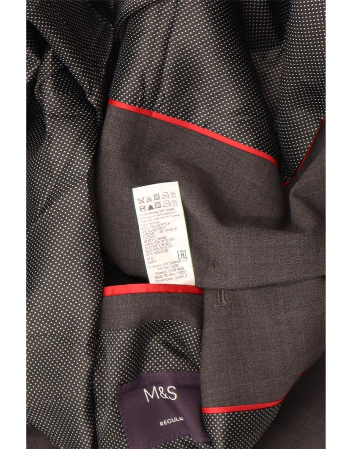 Jachetă pentru bărbați Marks & Spencer, cu 2 nasturi, UK 44 XL, lână cu carouri gri