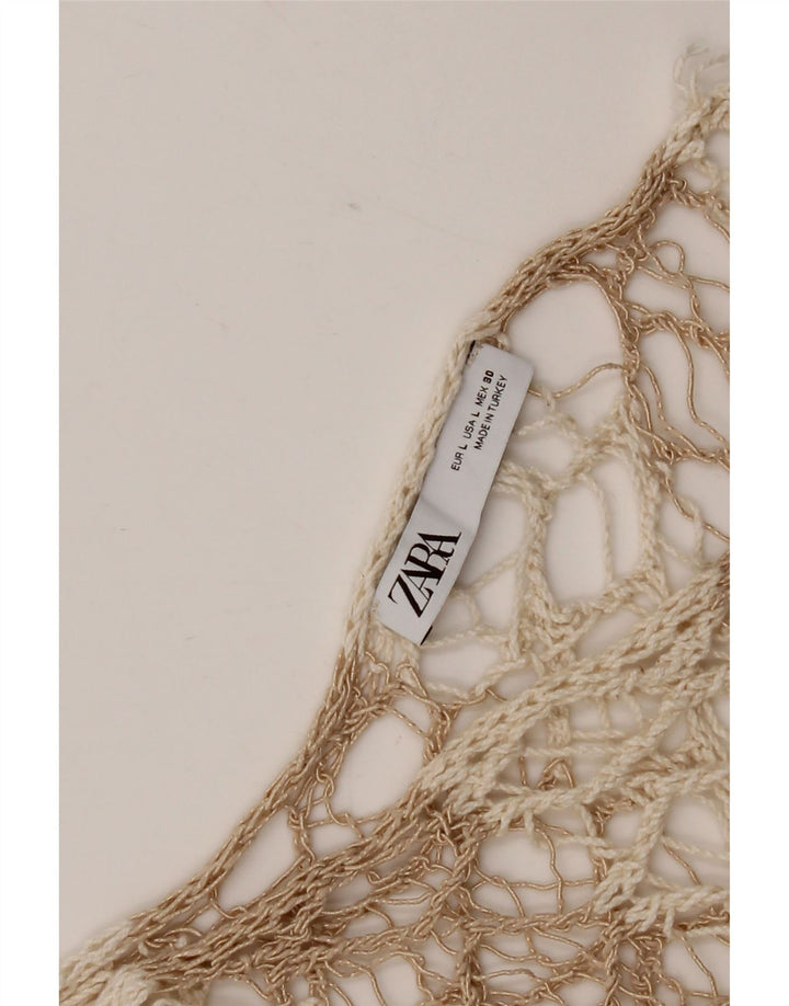 Top poncho pentru femei din croșetat Zara UK 16 mare bej