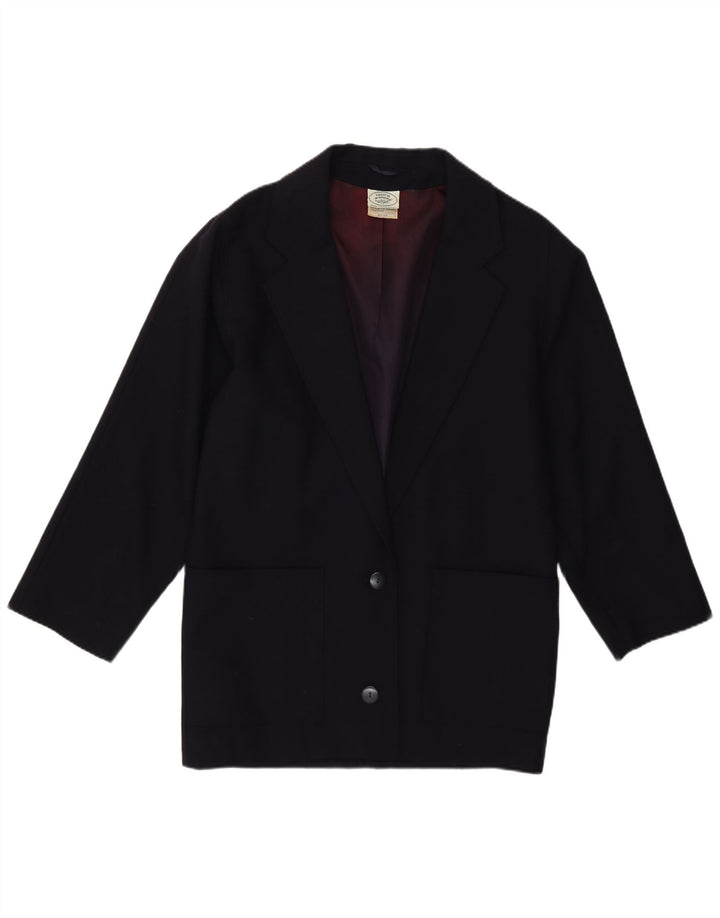 Jachetă blazer pentru femei Laura Ashley, cu 2 nasturi, UK 10, lână, albastru bleumarin