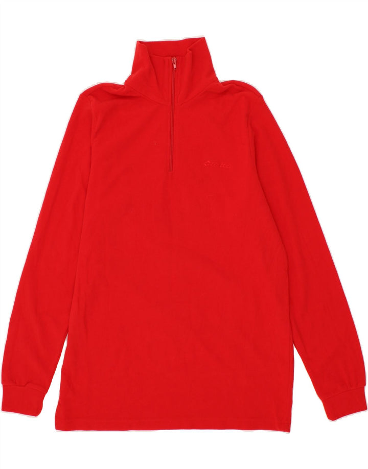 LOTTO Womens Zip Neck Fleece Jumper UK 16 Large Red Polyester Vintage Lotto and Second-Hand Lotto from Messina Hembry 