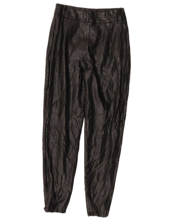Pantaloni skinny din piele artificială pentru femei Zara Mici L26 L26 Negru Animal Print