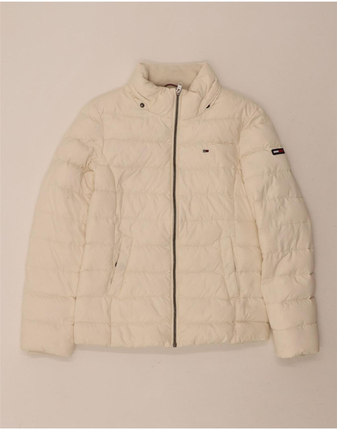 TOMMY HILFIGER Womens Padded Jacket UK 10 Small White Polyester Vintage Tommy Hilfiger and Second-Hand Tommy Hilfiger from Messina Hembry 